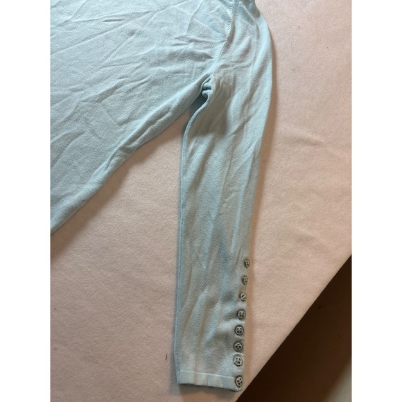 JMclaughlin Light Blue Crew Neck Long Sleeve Sweater Buttons Size M - Picture 2 of 12